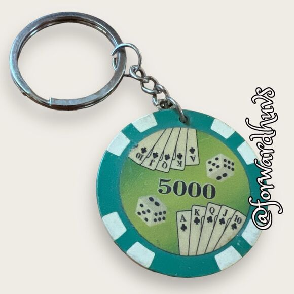 Bundle 3 for $15 Casino Chip Keychain on Silver Tone Key Ring - Picture 3 of 7
